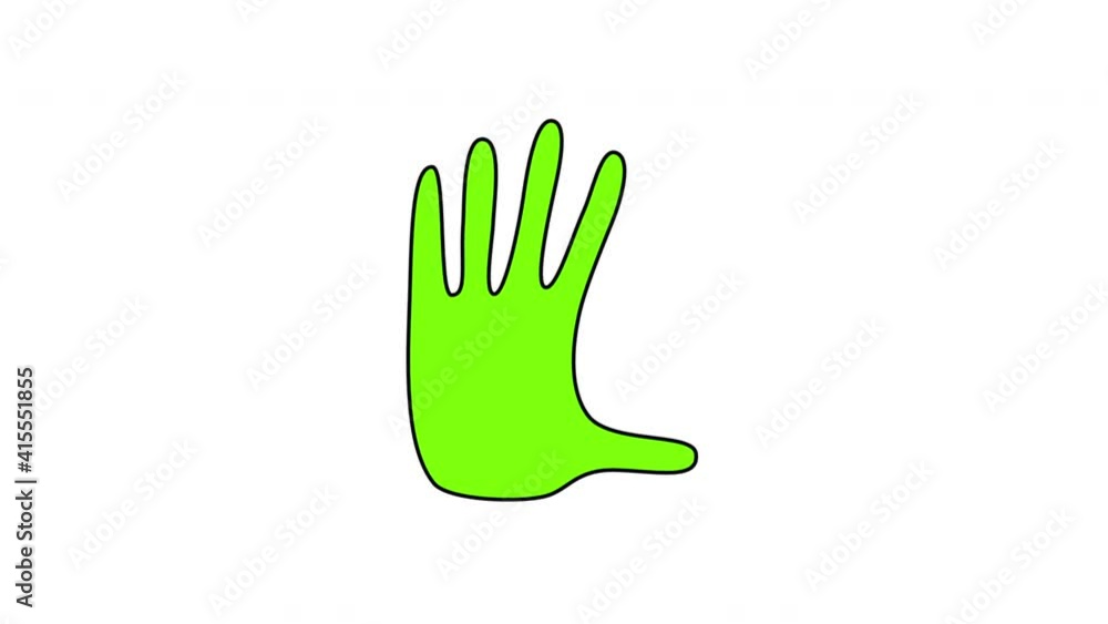 Waving greeting hand, greeting, waving off. Animation. Motion design element with alpha channel. Green Waving greeting hand, greeting, waving off. Animation. Motion design element with alpha channel. Green