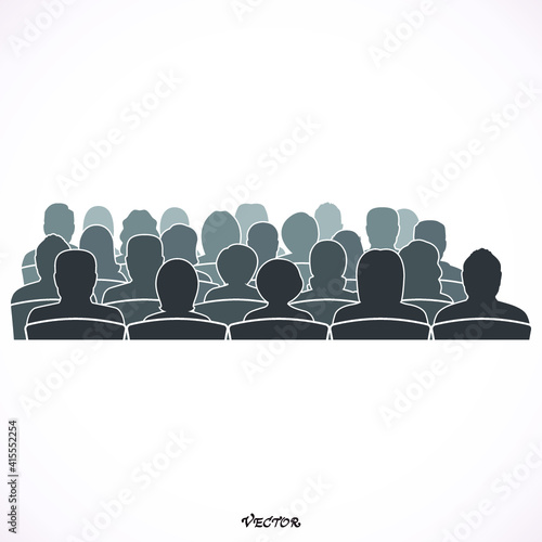 Silhouettes of Male, Female, Audience. 