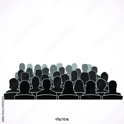 Silhouettes of Male, Female, Audiences. icon isolated on white background