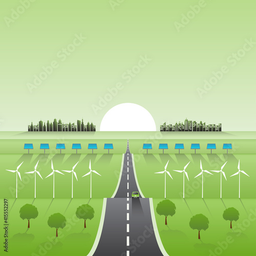Greeen city and alternative energy for sustainability development conept, Vector illustration