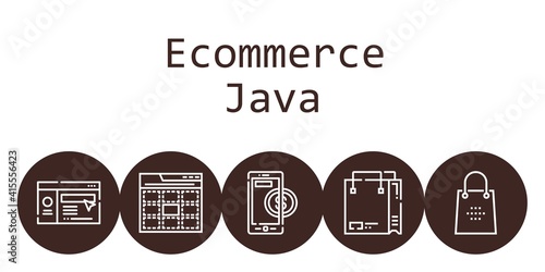 ecommerce java background concept with ecommerce java icons. Icons related shopping bag, website, web, online payment