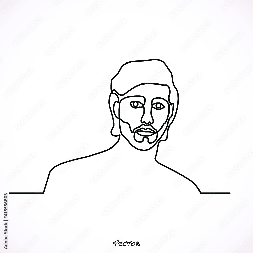 portrait of a men, continuous line drawing