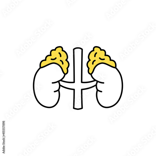 Human organs adrenal glands color line icon. Pictogram for web page, mobile app
