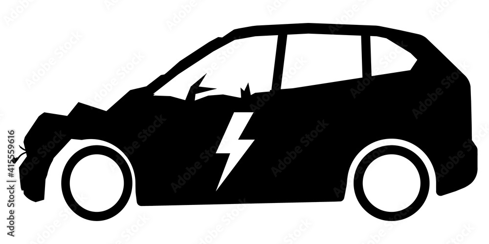 ngi1117 NewGraphicIcon ngi - german: Kaputtes Elektroauto nach Unfall - Front des Autos beschädigt . english: broken hybrid car . front of electric car damaged and broken by accident . bumper . g10298 ngi1117 NewGraphicIcon ngi - german: Kaputtes Elektroauto nach Unfall - Front des Autos beschädigt . english: broken hybrid car . front of electric car damaged and broken by accident . bumper . g10298