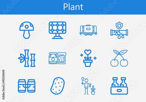 Premium set of plant line icons. Simple plant icon pack. Stroke vector illustration on a white background. Modern outline style icons collection of Potato, Plant, Cherry, Mushroom, Jam