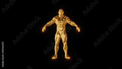 3d rendered illustration of Golden Bodybuilder Statue. High quality 3d illustration