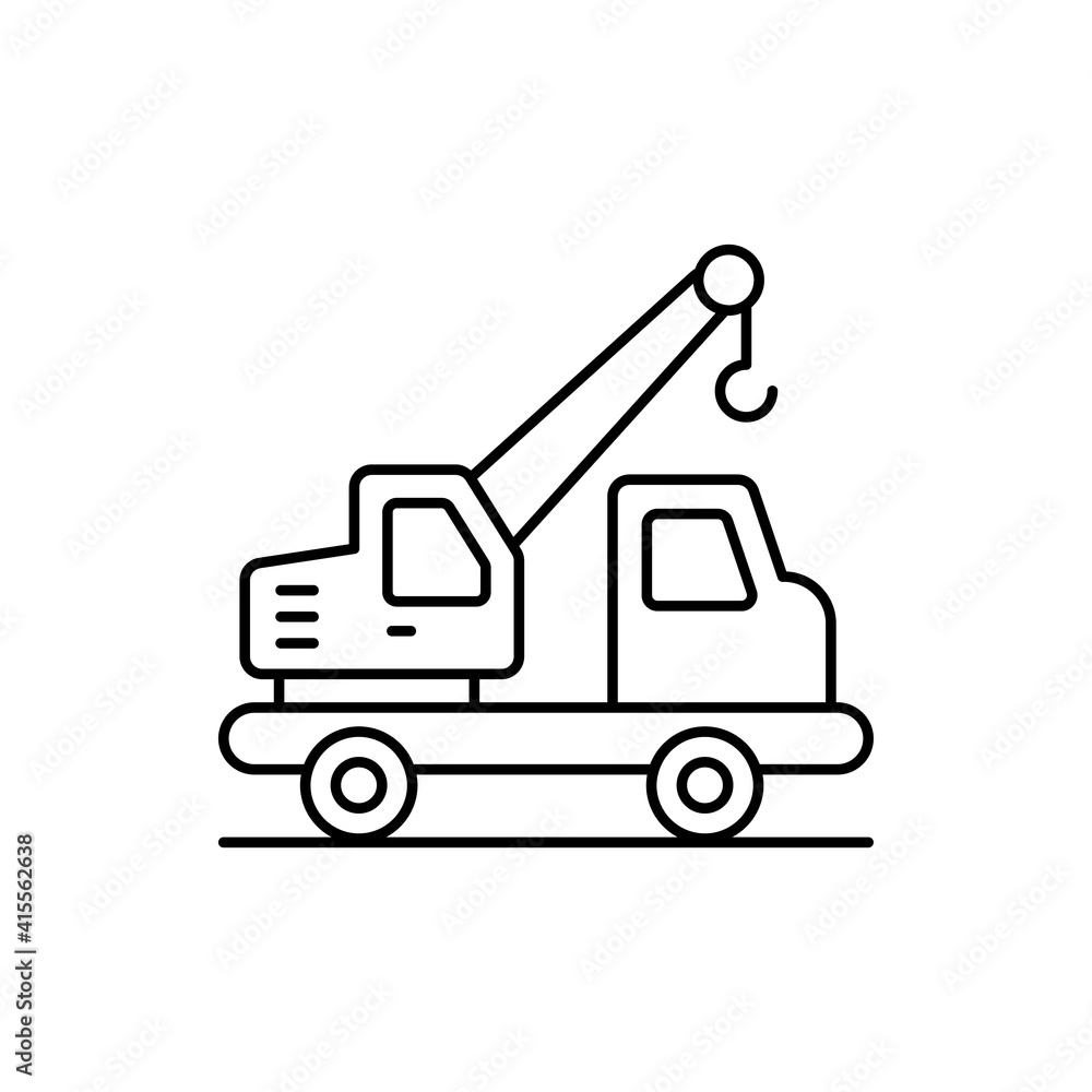 Crane Truck vector outline icon style illustration. EPS 10 file Crane Truck vector outline icon style illustration. EPS 10 file