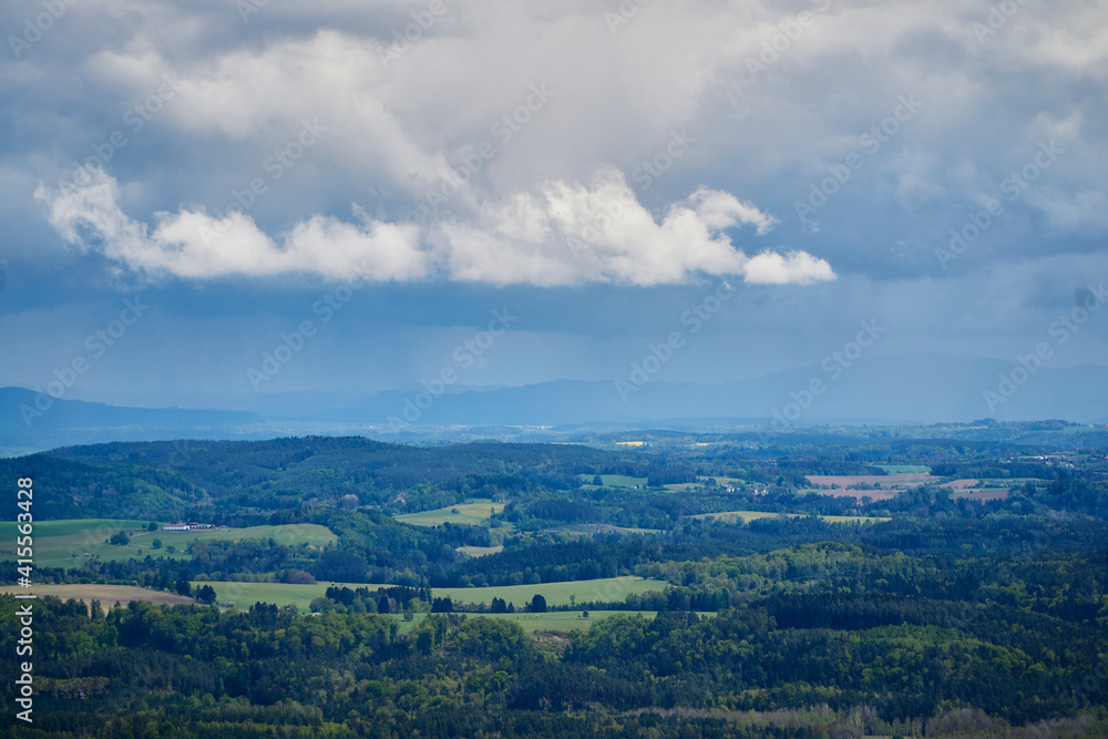 Fototapeta premium Aerial view of Czech countyside landscape