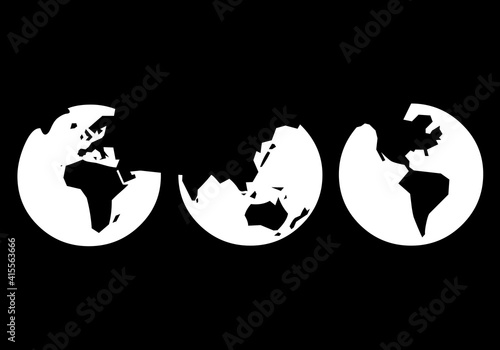 Vista de los continentes desde distintas perspectivas del planeta Tierra