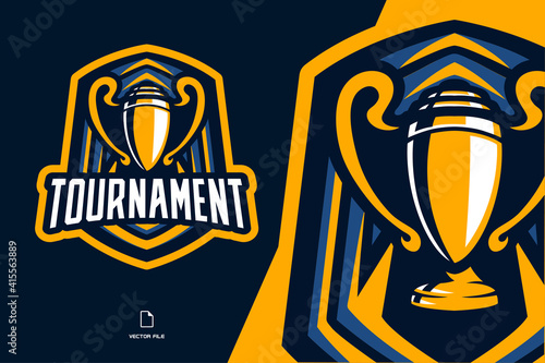 Tournament championship logo vector. Trophy logo 13168359 Vector Art at  Vecteezy
