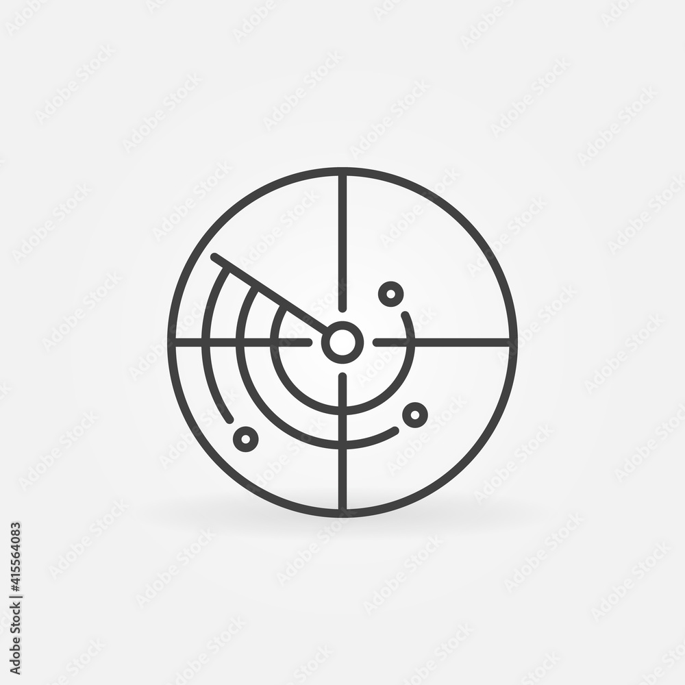 Radar or Scan vector concept round icon or sign in outline style Radar or Scan vector concept round icon or sign in outline style
