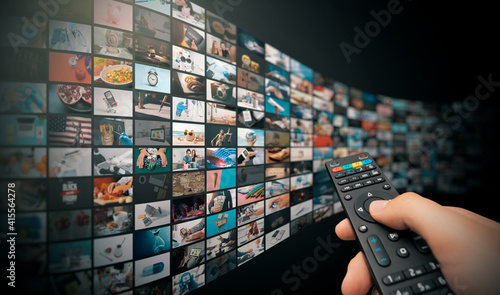 Television streaming, multimedia wall concept photo