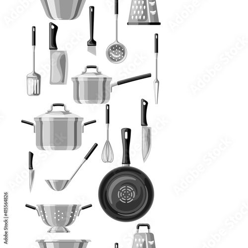 Seamless pattern with kitchen utensils.
