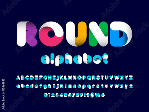 Colorful style alphabet design with uppercase, lowercase, number and symbols