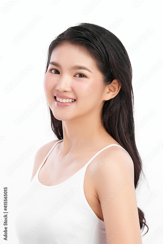 Beautiful young asian woman with clean fresh skin on white background, Face care, Facial treatment, Cosmetology, beauty and spa, Asian women portrait Beautiful young asian woman with clean fresh skin on white background, Face care, Facial treatment, Cosmetology, beauty and spa, Asian women portrait