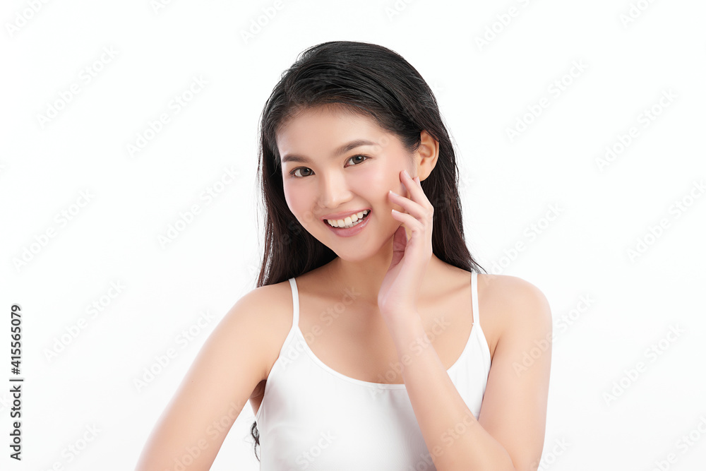 Beautiful young asian woman with clean fresh skin on white background, Face care, Facial treatment, Cosmetology, beauty and spa, Asian women portrait Beautiful young asian woman with clean fresh skin on white background, Face care, Facial treatment, Cosmetology, beauty and spa, Asian women portrait