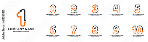 Set Electric initial number  Logo Icon Template. Illustration vector graphic. Design concept Electrical plug  With number symbol. Perfect for corporate, more technology brand identity
