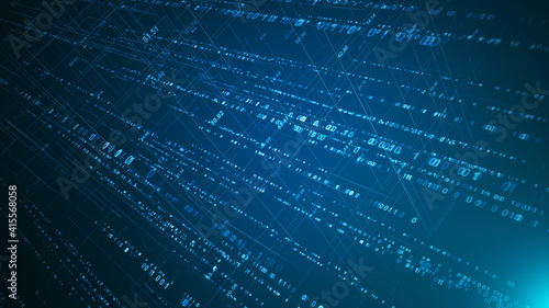 Digital network technology futuristic theme illustration concept. Abstract grid perspective graphic background.