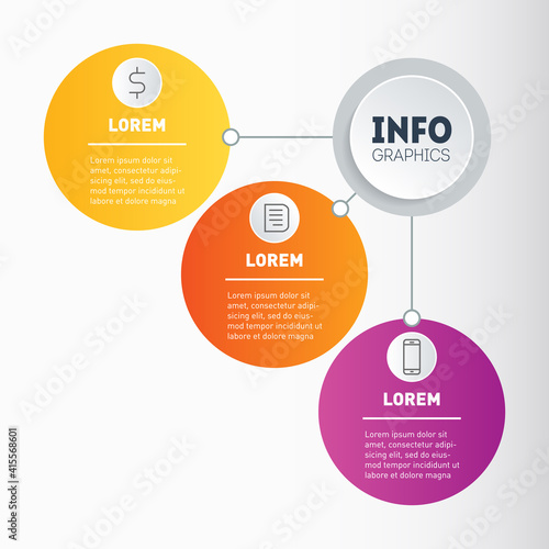 Investor presentation with 3 steps. Best for slideshow, diagram or business presentation with three options. Example of infographics - how to make your business structured. Vector Infographic.