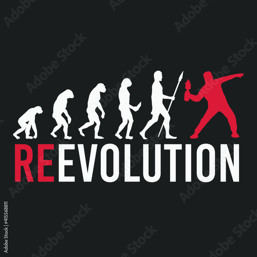 Revolution Silhouette Illustration. Darwin Evolution of Man Vector Design. Riot People Manifestation Protest.