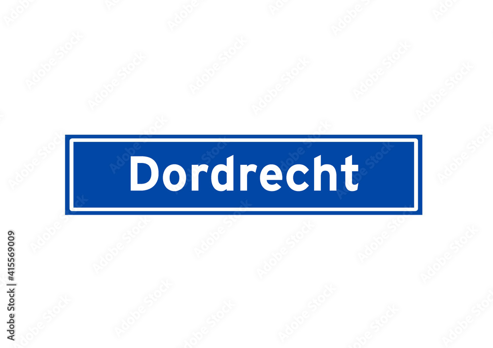 Dordrecht isolated Dutch place name sign. City sign from the Netherlands. Dordrecht isolated Dutch place name sign. City sign from the Netherlands.