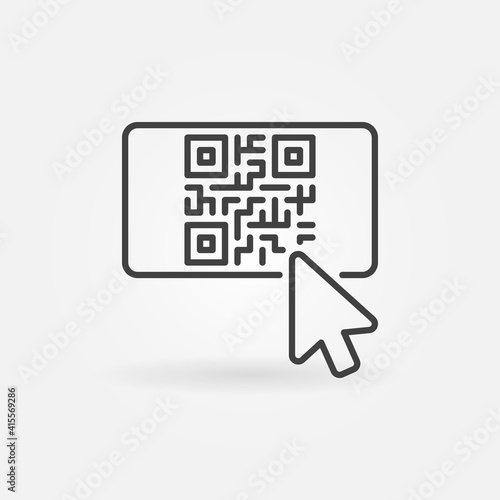 Mouse click on QR Code vector thin line concept icon or design element