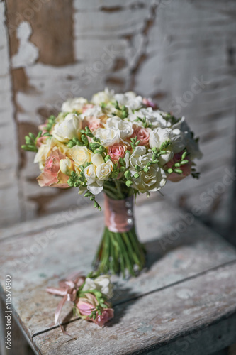 bouquet of flowers for the bride on a vintage background