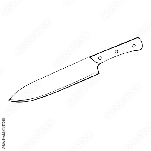 knife chef kitchen vector draw flat cook