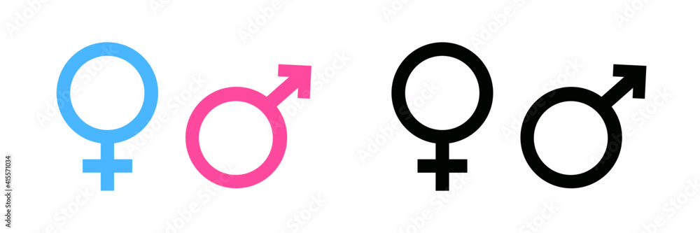 Gender symbol pink, blue and black icon. - obrazy, fototapety, plakaty 