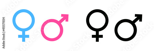 Gender symbol pink, blue and black icon.