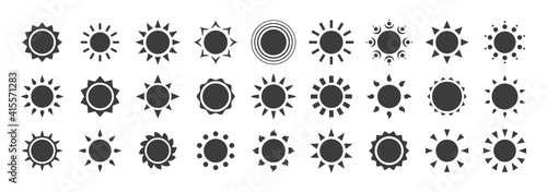Vektor Sonnen Symbol Set in schwarz