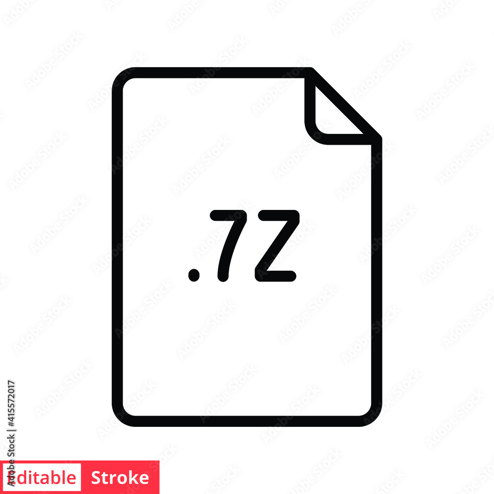 7Z file format line icon. Linear style sign for mobile concept and web design. Simple outline symbol. Vector illustration isolated on white background. Editable stroke EPS 10. 7Z file format line icon. Linear style sign for mobile concept and web design. Simple outline symbol. Vector illustration isolated on white background. Editable stroke EPS 10.