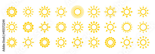Vektor Sonnen Symbol Set in gelb