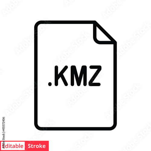 KMZ file format line icon. Linear style sign for mobile concept and web design. Simple outline symbol. Vector illustration isolated on white background. Editable stroke EPS 10.