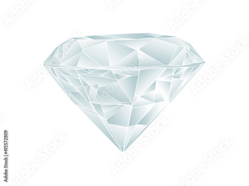 A realistic diamond. No gradient mesh on white background