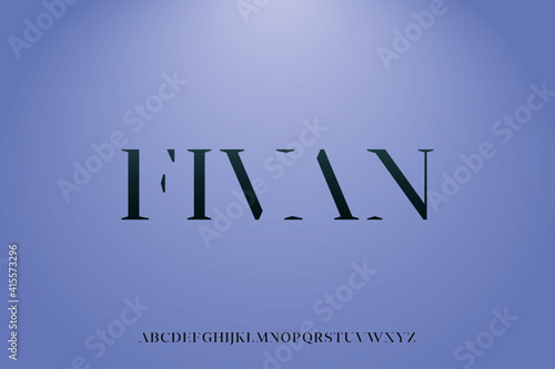 Fivan. Minimalist serif alphabet letters.