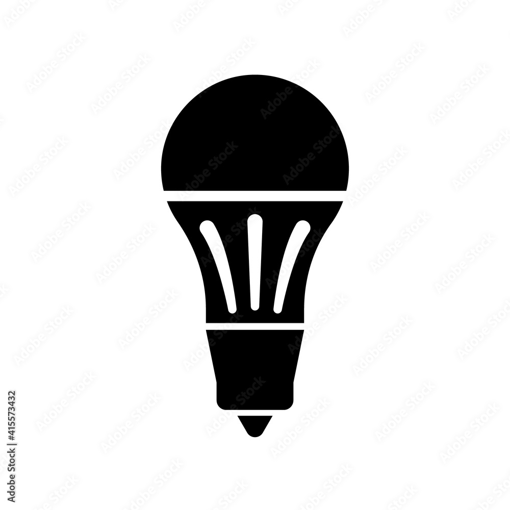 black led bulb icon with shadow. black led bulb icon with shadow.