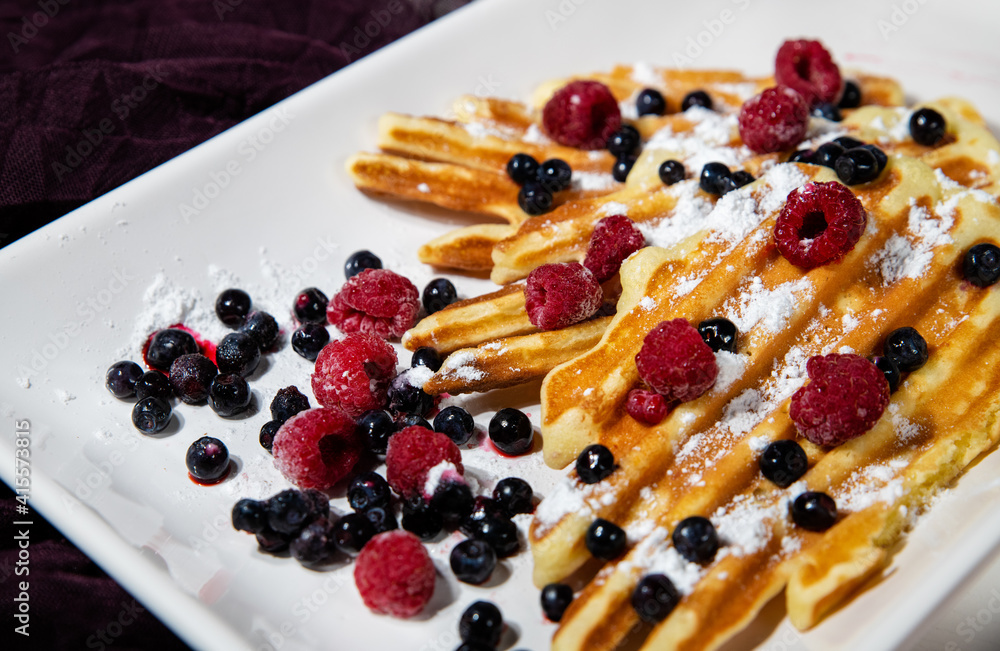 Viennese homemade waffles in electrical grill without special form for waffle Viennese homemade waffles in electrical grill without special form for waffle