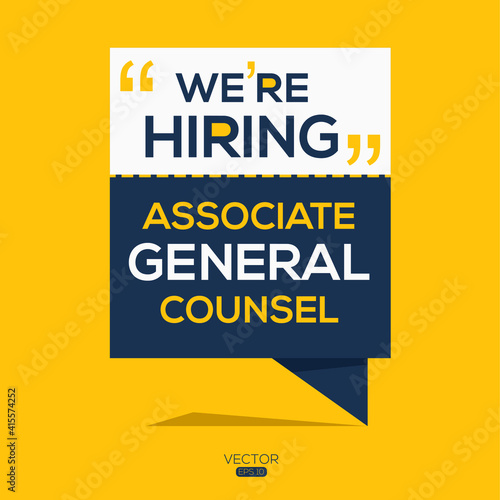 creative text Design (Associate general counsel),written in English language, vector illustration.