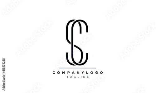 Abstract Letter Initial SC or CS Vector Logo Design Template