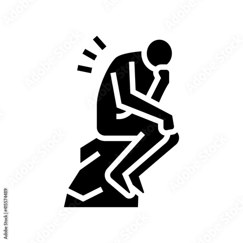 thinker philosophy glyph icon vector. thinker philosophy sign. isolated contour symbol black illustration