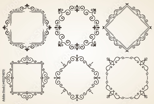 Set of decorative frames illustration. Elegant luxury vintage calligraphy frame. Template for greeting card, invitation © the8monkey