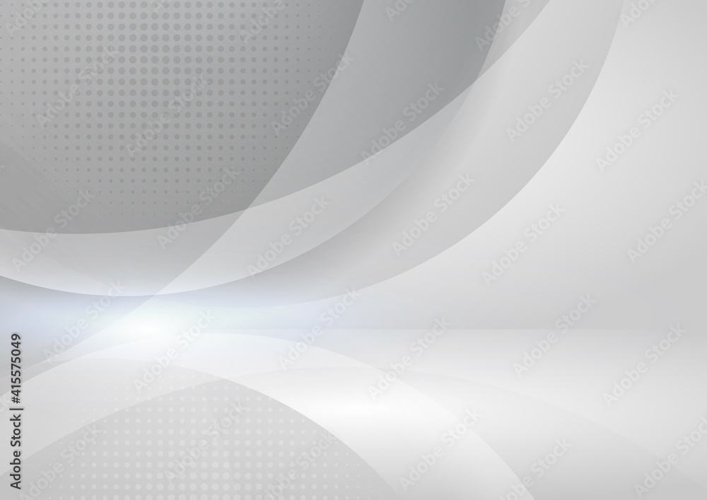 Obraz premium Abstract white and grey circles overlapping background.