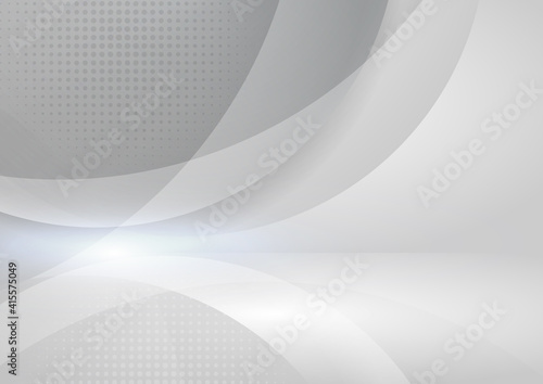 Abstract white and grey circles overlapping background.