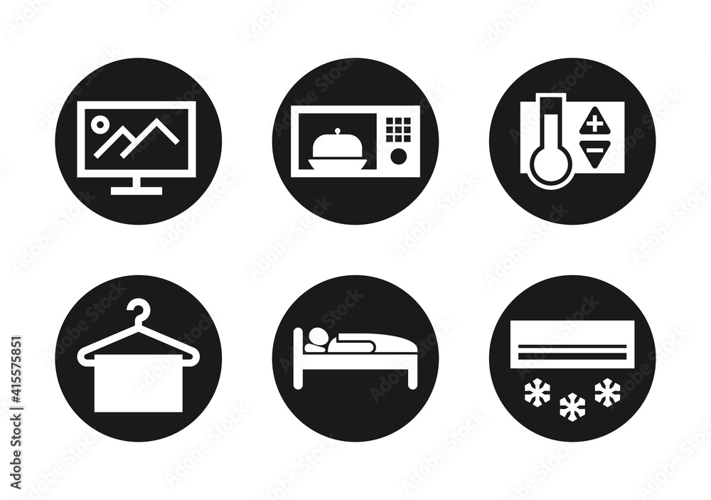 Hotel services and devices flat vector pictograms Hotel services and devices flat vector pictograms