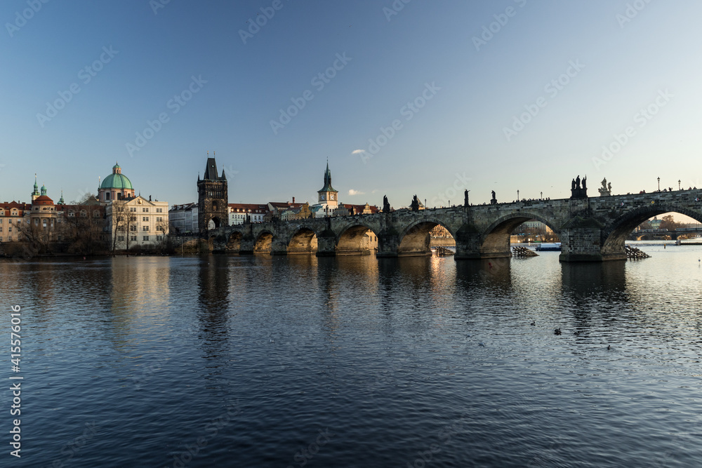 Charles Bridge in Prague seen from beside