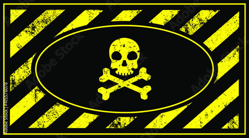 Skull and bones warning sign. Vector icon
