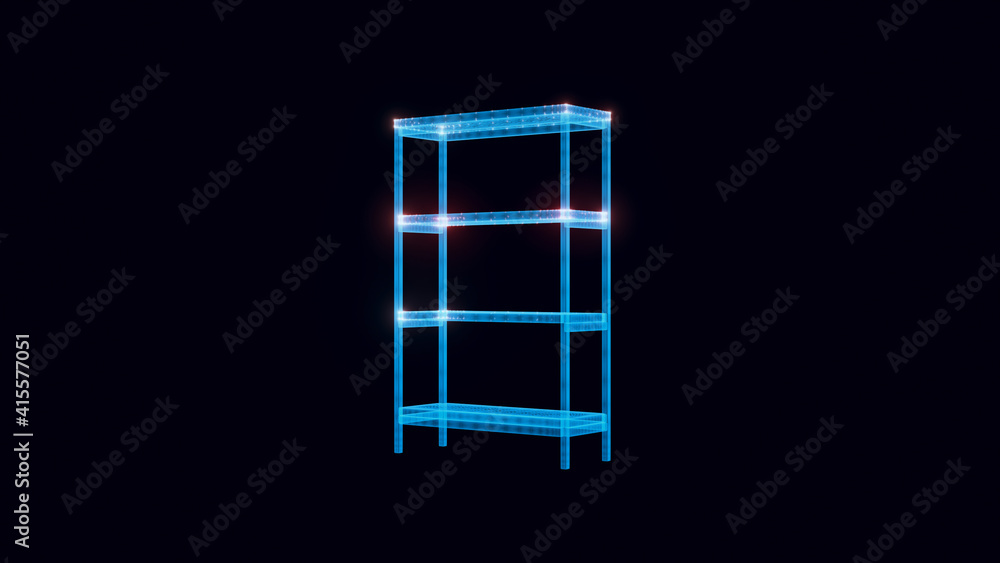 3d rendered illustration of empty book shelf hologram. High quality 3d illustration