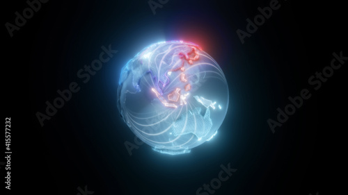 3d rendered illustration of Earth Globe with glowing countries. High quality 3d illustration