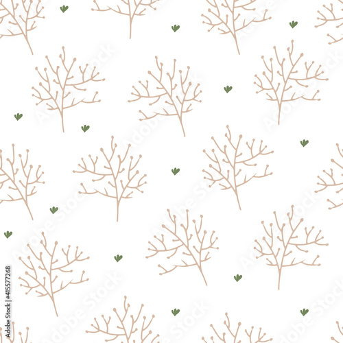 Spring gardening abstract branch pattern in natural colors